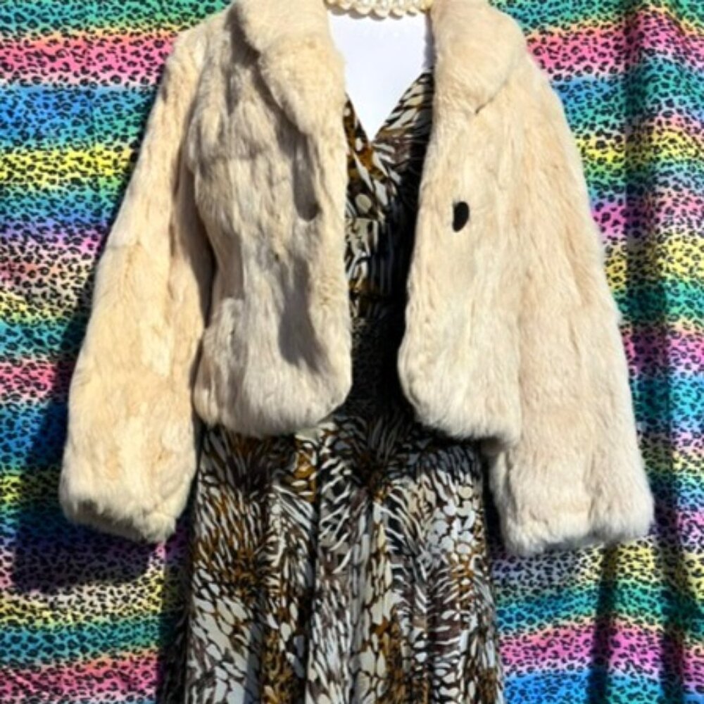 Vintage genuine rabbit fur coat
